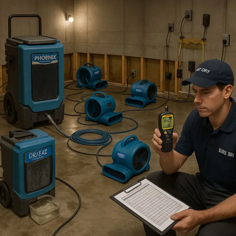 Structural Drying and Dehumidification process in Barrington, RI